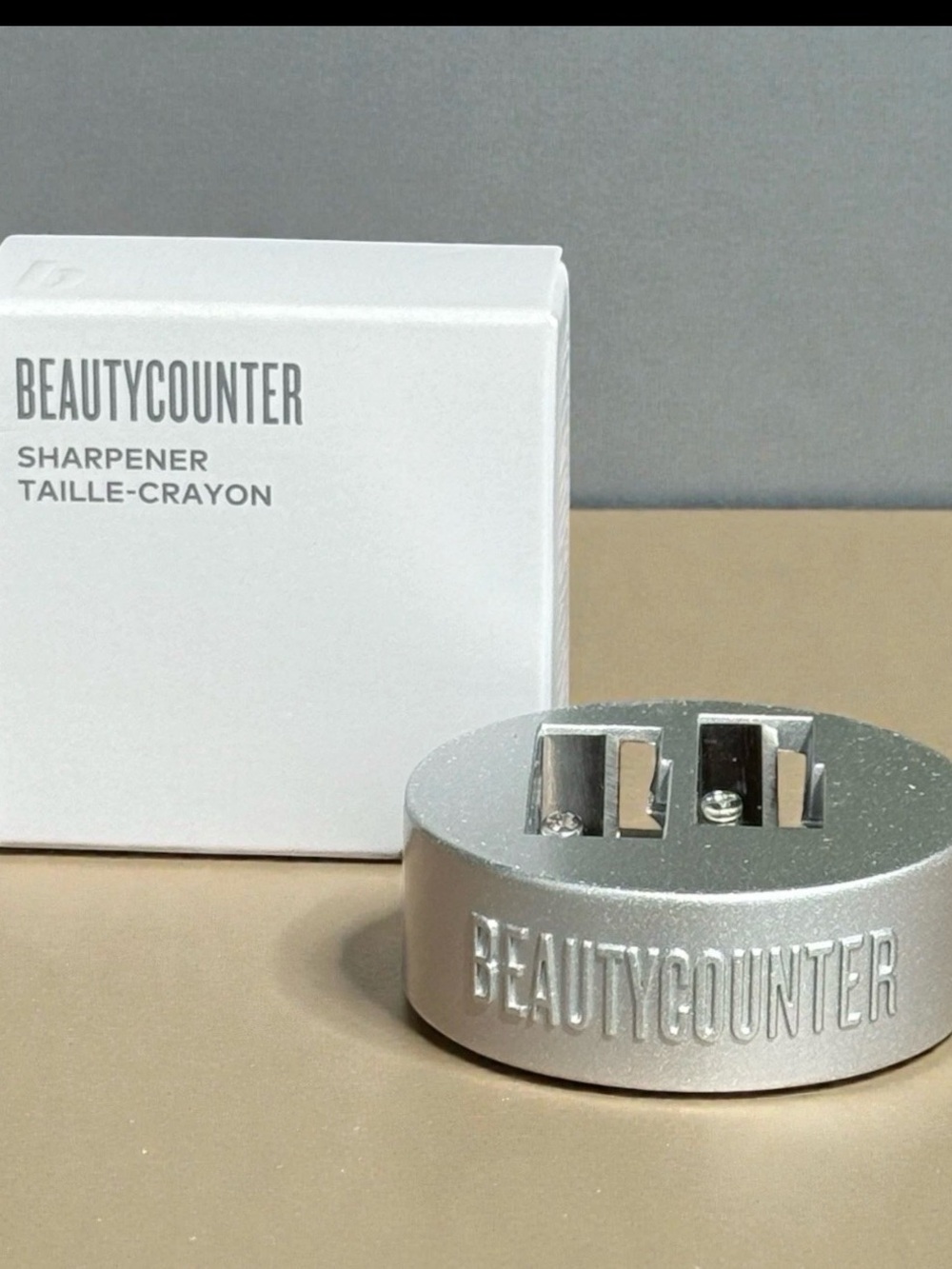 Beautycounter Metallic Silver Dual Pencil Sharpener